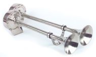 Stainless steel marine double trumpet horn.
