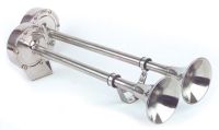 Stainless steel marine double trumpet horn.